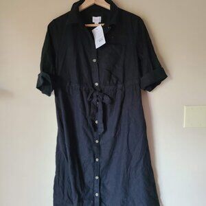 Isabel Maternity Linen Blend Dress, Size XS, Black